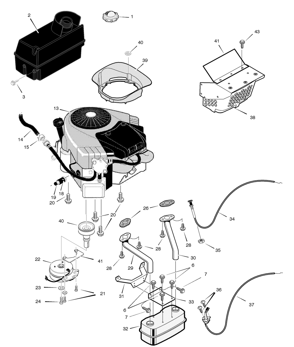 Engine Mount Diagram and Parts List for 468600X43A 2004 Briggs and Stratton Lawn Tractor